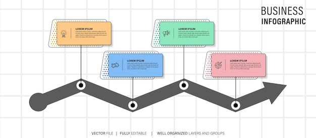 pasos de la infografía de negocios vectorial