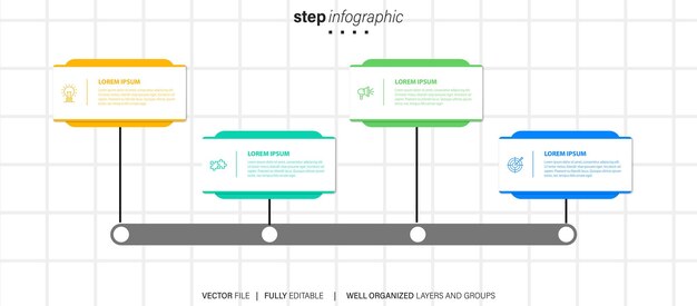 pasos de la infografía de negocios vectorial