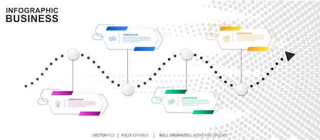 pasos de la infografía de negocios vectorial