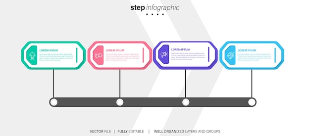 pasos de la infografía de negocios vectorial