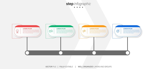 pasos de la infografía de negocios vectorial