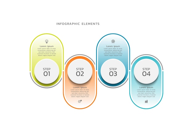Pasos infografías de negocios elementos coloridos