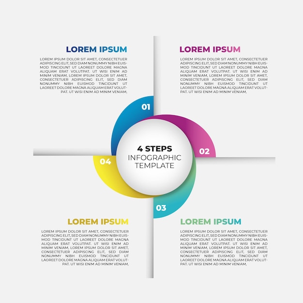 Pasos infográficos coloridos modernos