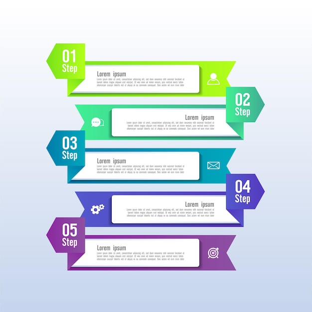 Pasos infográficos degradados coloridos para el diseño de fondo abstracto