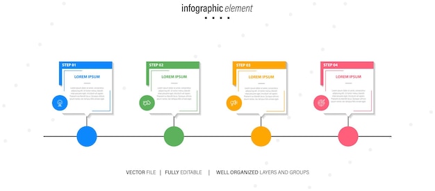 pasos infográficos de negocios vectoriales