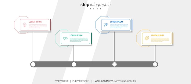pasos infográficos de negocios vectoriales