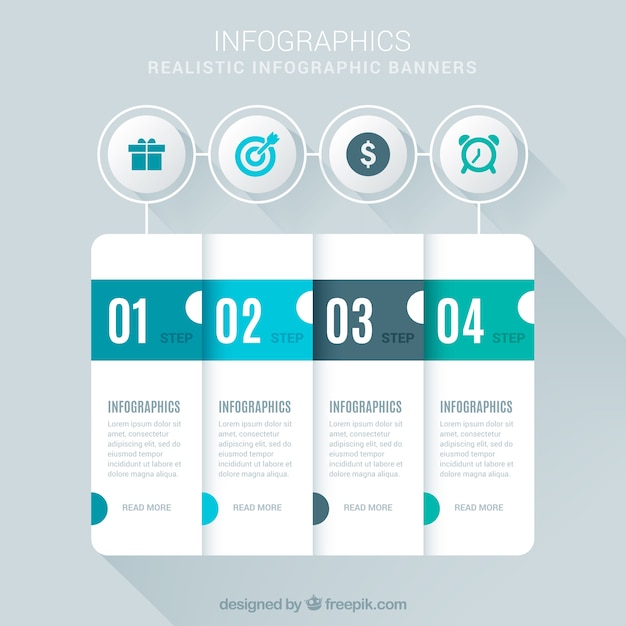 Vector pasos infográficos realistas