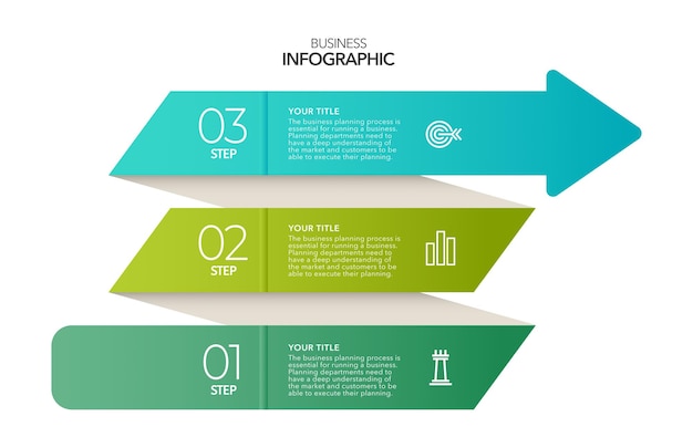 Pasos o opciones de proceso de negocio de infografía, stock de plantilla de infografía vectorial