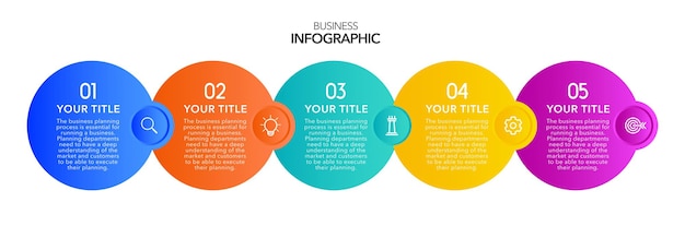 Pasos o opciones de proceso de negocio de infografía, stock de plantilla de infografía vectorial