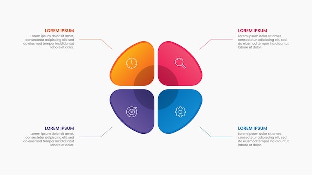 Los pasos procesan elementos infográficos para empresas con iconos