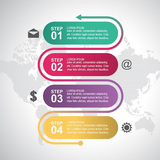 Pasos de proceso de marketing moderno negocio plantilla de infografía