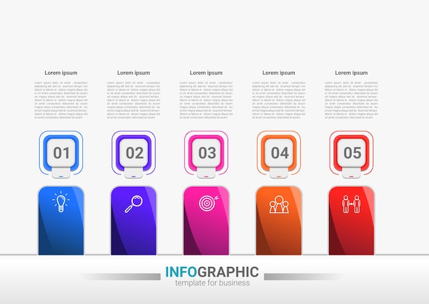 Vector pasos del proceso de negocio elemento de infografía plantilla de línea de tiempo