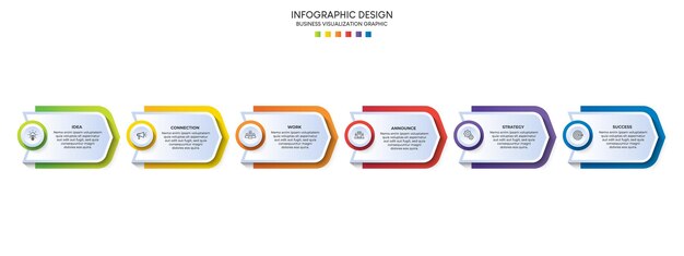 Pasos de visualización de datos de negocio Línea de tiempo del proceso Diseño de plantillas infográficas con íconos