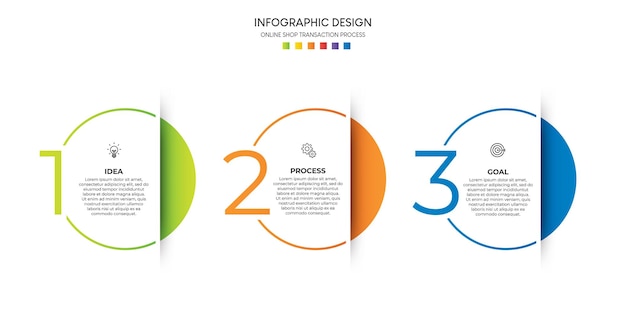 Pasos de visualización de datos de negocio Línea de tiempo del proceso Diseño de plantillas infográficas con íconos
