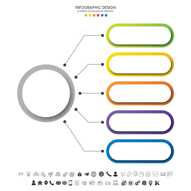 Pasos de visualización de datos de negocio Línea de tiempo del proceso Diseño de plantillas infográficas con íconos