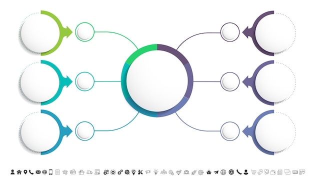 Pasos de visualización de datos de negocio Línea de tiempo del proceso Diseño de plantillas infográficas con íconos