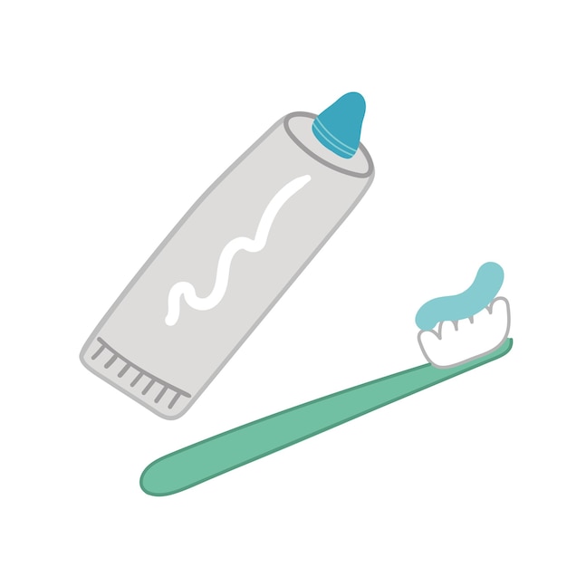 Vector pasta de dientes y cepillo de dientes de ilustración vectorial sobre fondo blanco aislado