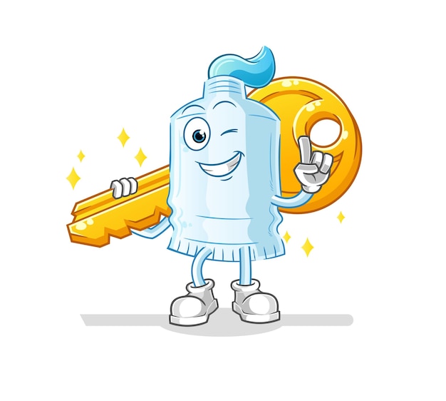 Pasta de dientes llevar la mascota clave. vector de dibujos animados
