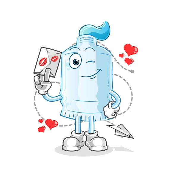 Pasta de dientes mantenga vector de caracteres de ilustración de carta de amor
