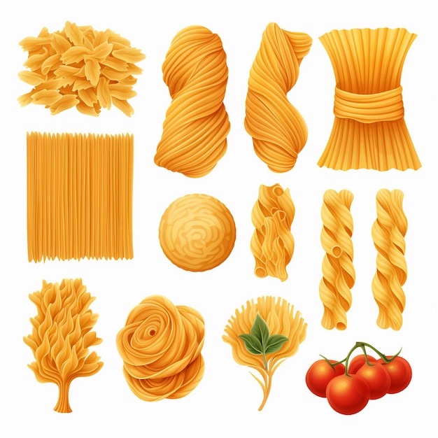 Vector pasta espagueti comida comida italiana vector ilustración cocina cocina restaurante gráfico