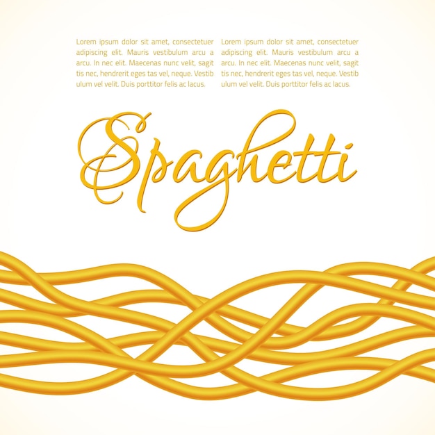 Vector pasta de espagueti retorcida realista, composición horizontal, ilustración vectorial