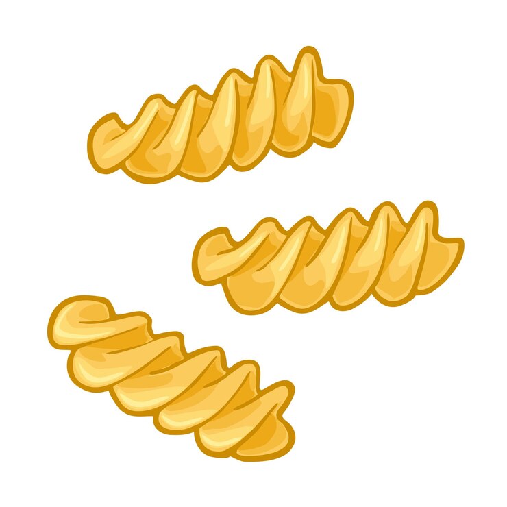 Vector pasta fusilli. ilustración de color de vector aislado sobre fondo blanco. elemento de diseño dibujado a mano