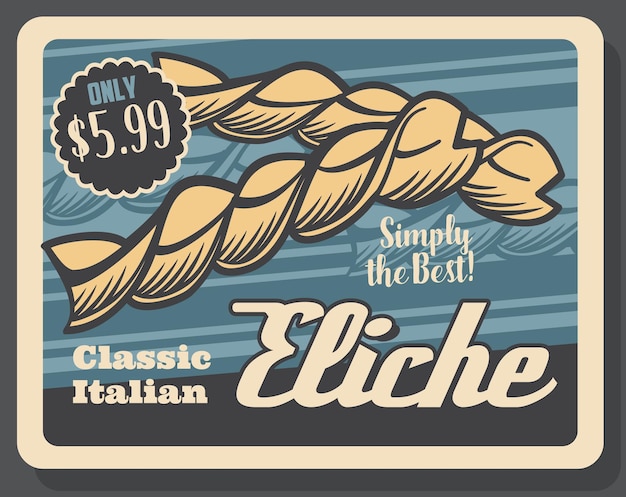 Pasta italiana eliche ordenar vector