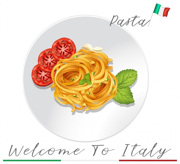Vector pasta italiana en el fondo blanco