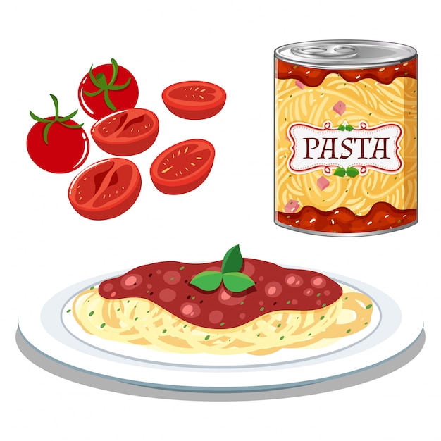 Vector pasta con salsa de tomate simple