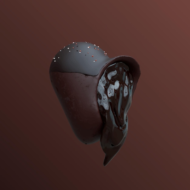 Pastel de amor de chocolate Ilustración 3D