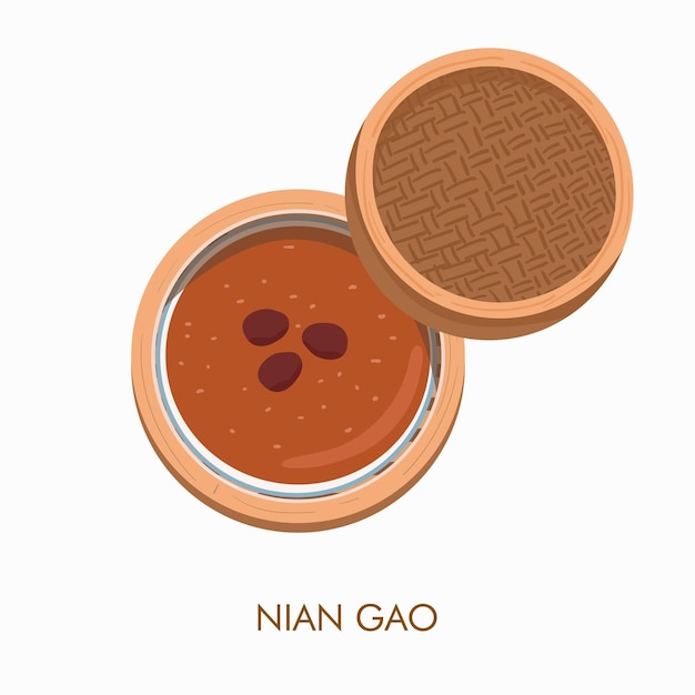 Pastel de año nuevo chino, ilustración de vector de nian gao