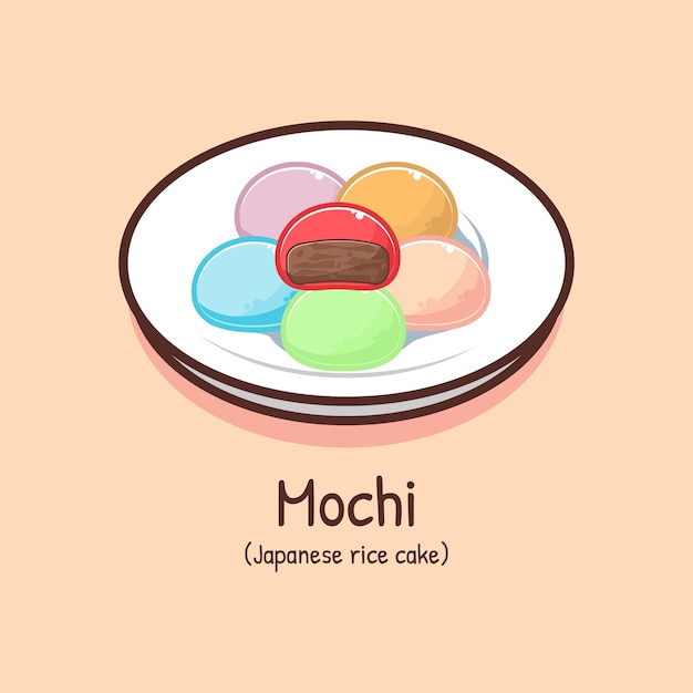 Pastel de arroz japonés mochi dulce colorido sabrosa comida asiática