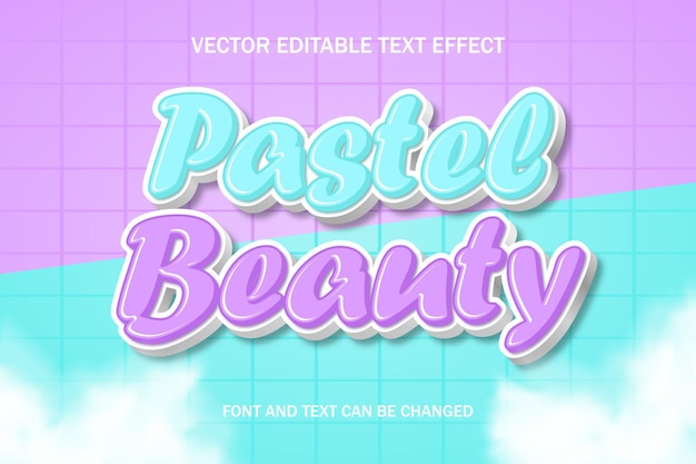 Vector pastel belleza fuente tipografía 3d texto editable efecto estilo letras plantilla fondo papel tapiz