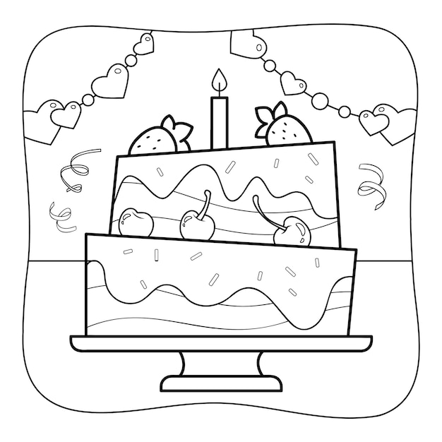 Pastel en blanco y negro Libro para colorear o página para colorear para niños Fondo de naturaleza