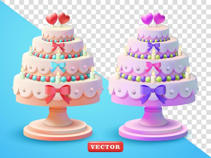 Vector pastel de boda 3d vector adecuado para eventos y elementos de diseño