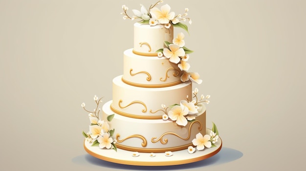 Vector un pastel de boda con flores y la palabra b en él