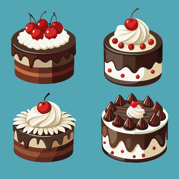 pastel de bosque negro de chocolate y cereza vector Ilustración