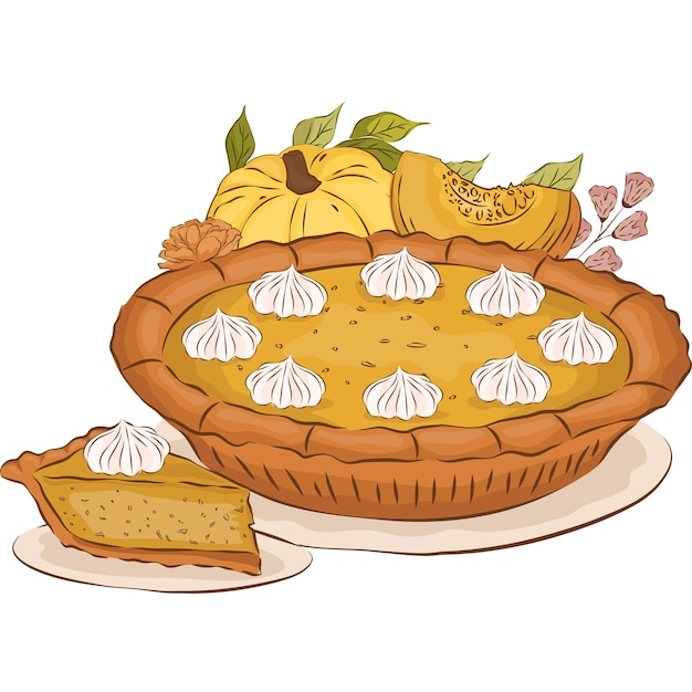 Pastel de calabaza otoño otoño acción de gracias clipart