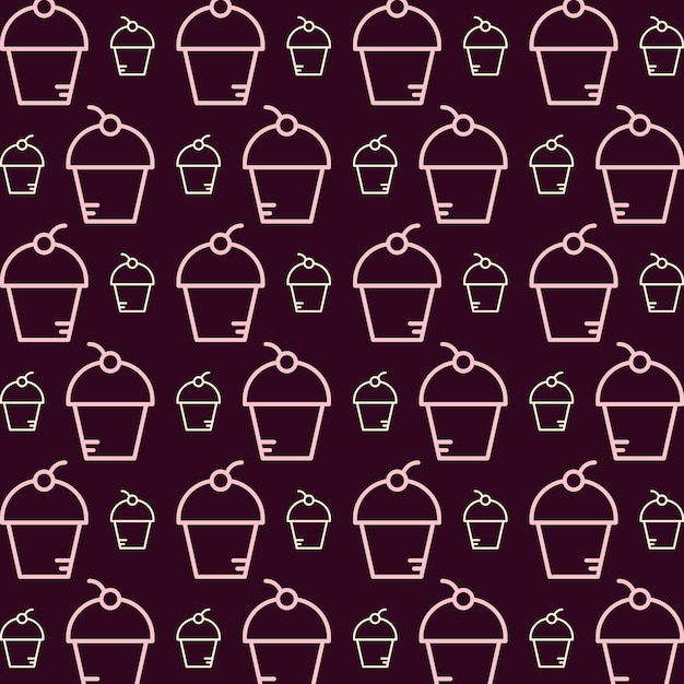 Pastel de cereza doodle de patrones sin fisuras diseño de moda creativo vector ilustración fondo