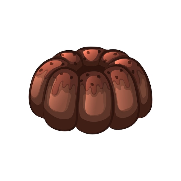 Pastel de chocolate con nueces. Objeto aislado en un fondo blanco. icono de dibujos animados