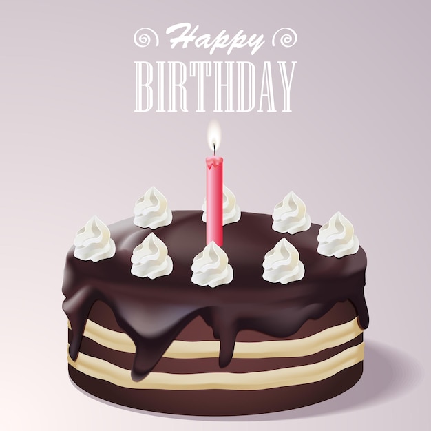 pastel de chocolate con velas happy birthdayone con crema de vainilla
