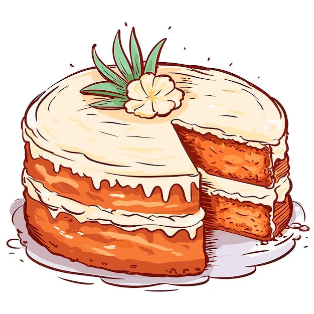 Vector pastel de coco de chocolate blanco ilustración vectorial de dibujos animados