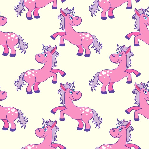 Pastel color dibujado a mano unicornios sin patrón