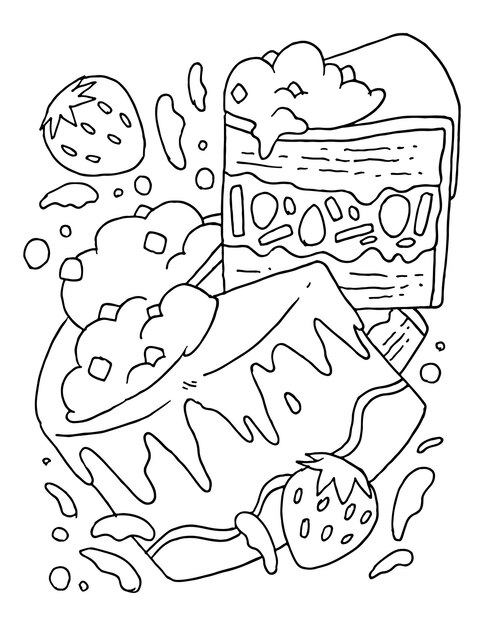 pastel, comida, garabato, colorido, página