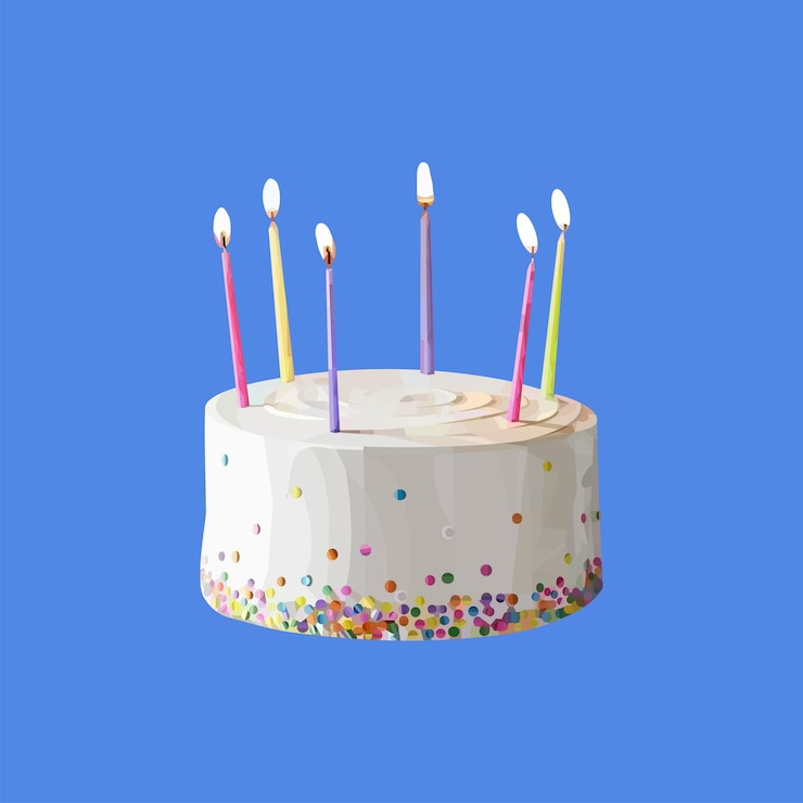 Vector pastel de crema de vainilla con velas coloridas fiesta de cumpleaños propiedad de alimentos vector diseño plano gráfico illu
