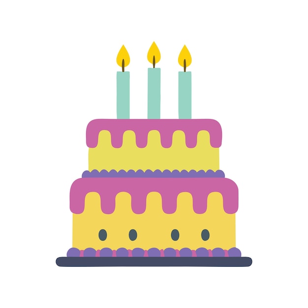 Un pastel con crema y velas diseño ilustración vectorial ilustración del icono de la panadería vector cumpleaños