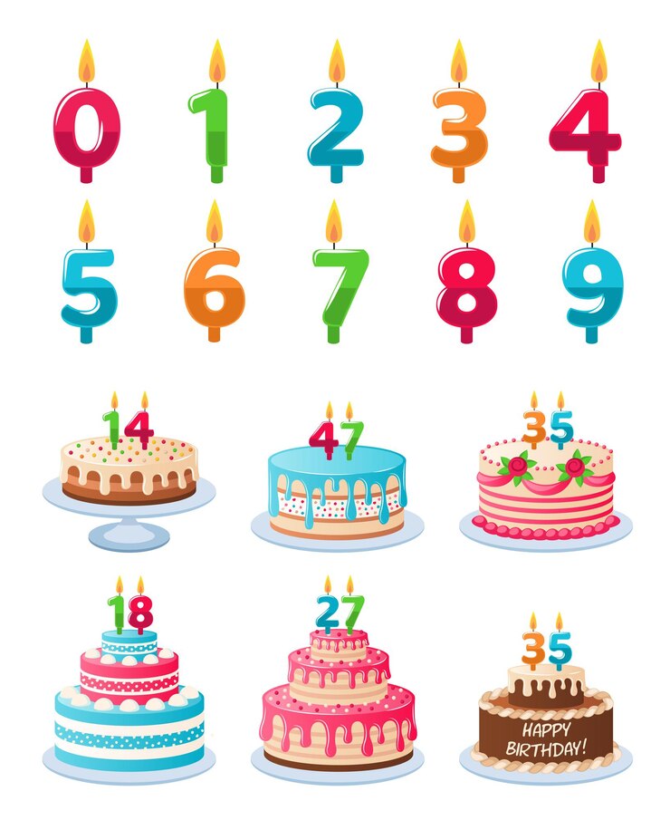 Vector pastel de cumpleaños de aniversario con velas