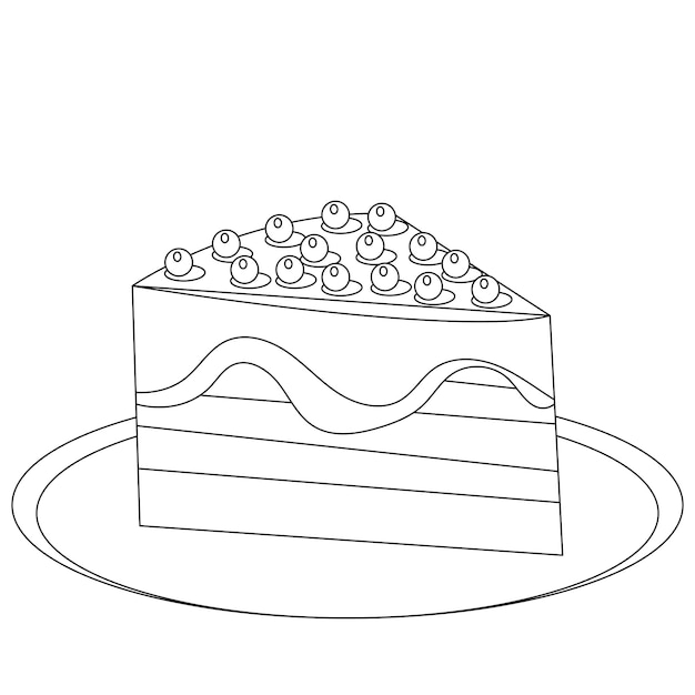 Pastel de cumpleaños para colorear ilustración para niños y adultos