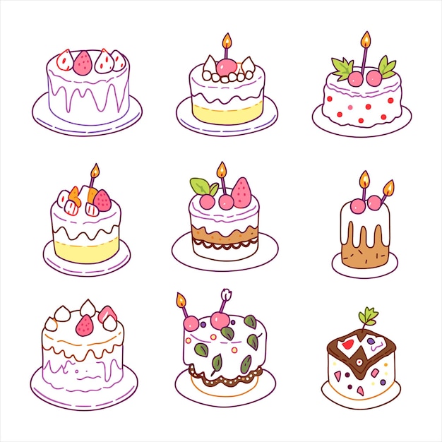 pastel de cumpleaños colorido con ilustración vectorial de velas