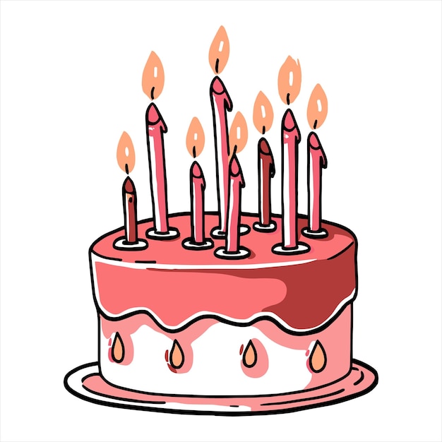 pastel de cumpleaños colorido con ilustración vectorial de velas